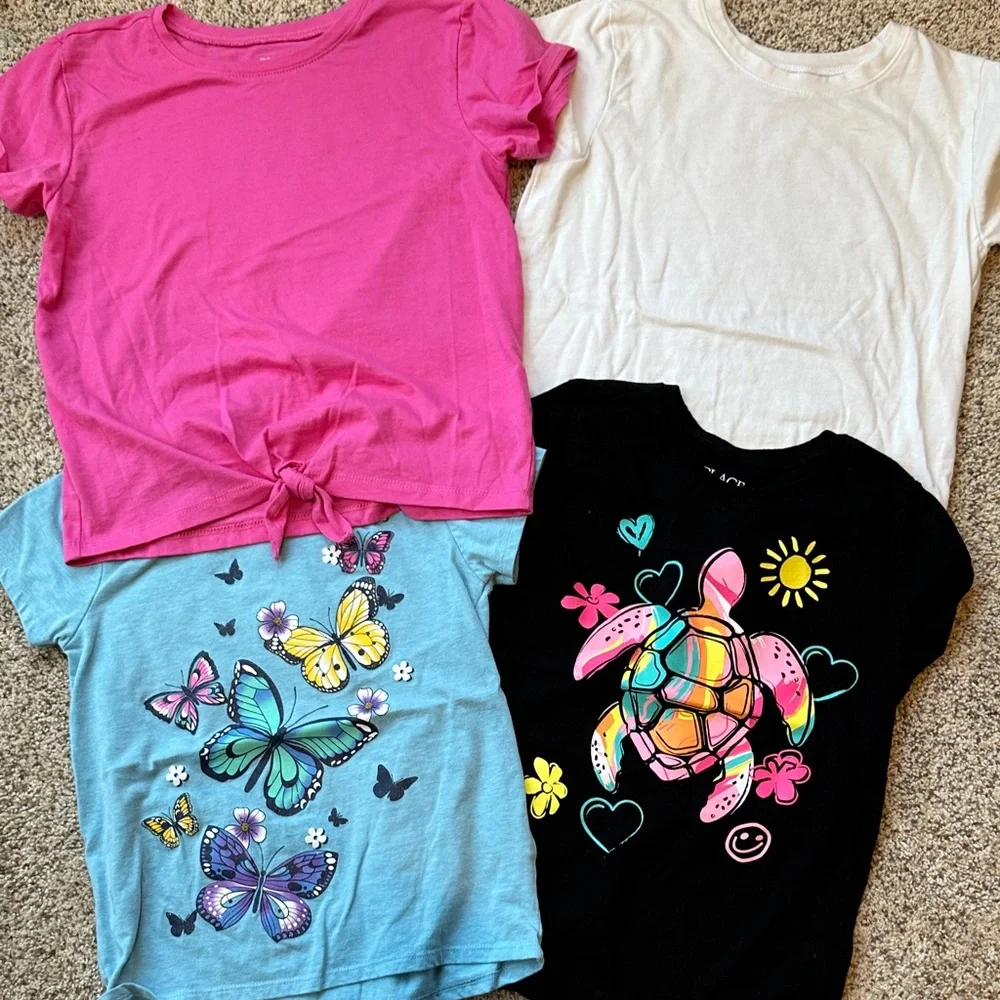 4 - Children’s Place Vibrant Graphic Tees - Pink, White, Blue, Black